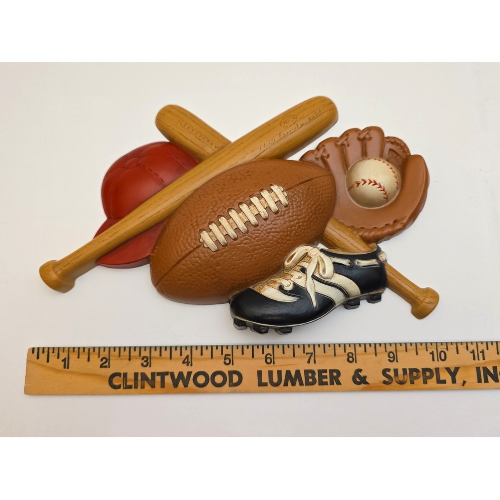 Vtg 1992 Burwood Products Sports Wall Plaque Baseball Football Bat Glove 3260